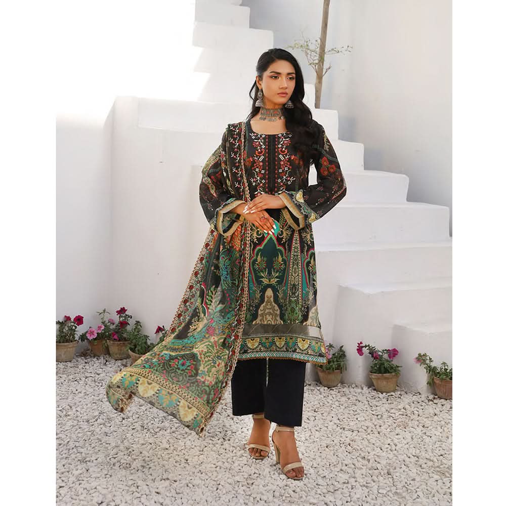 Janan Printed Lawn Embroidered Suit 3Pcs with Cut Work Dupatta - 2, Women, 3Pcs Shalwar Suit, Zesh Textile, Chase Value
