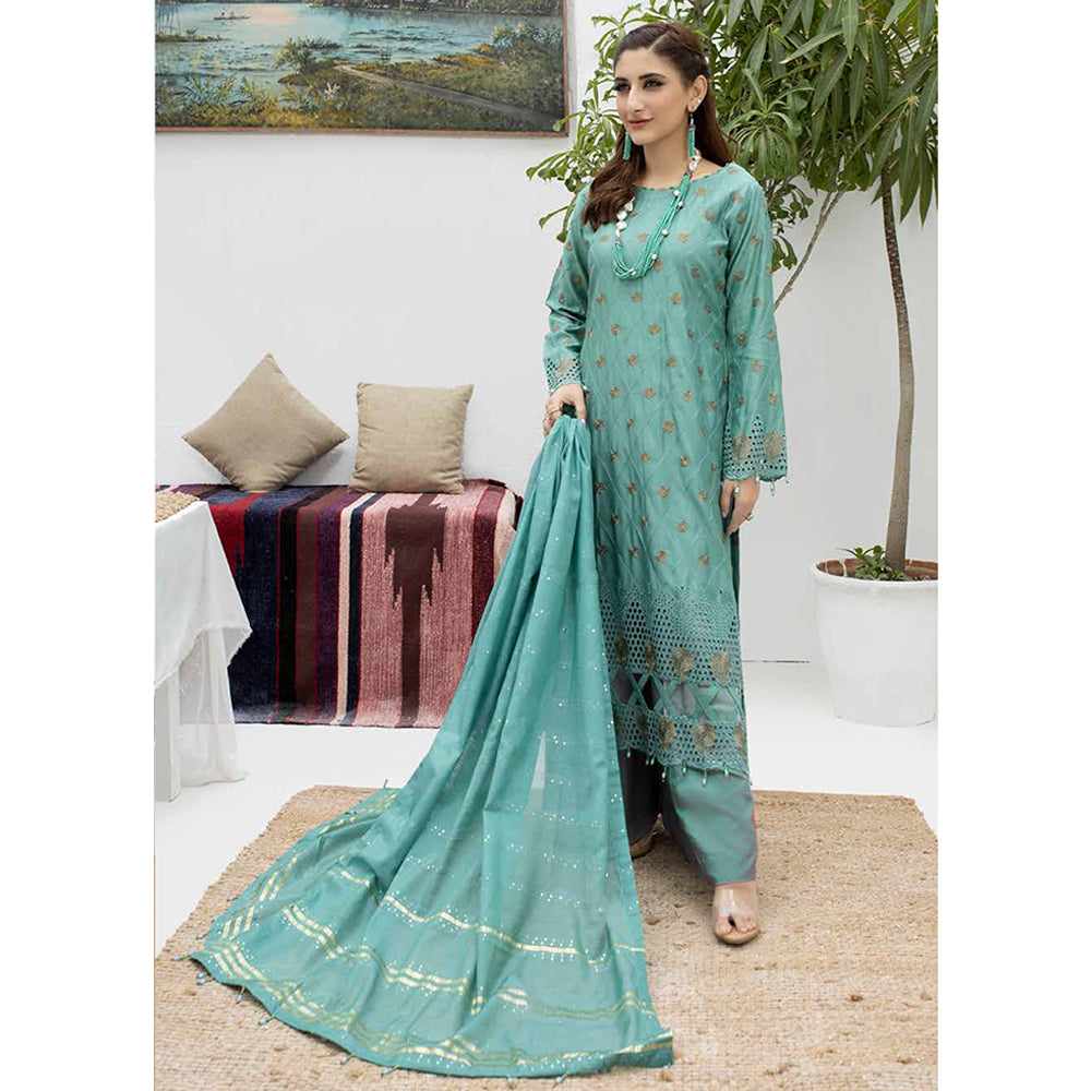 Schick Koel Viscose Schiffli Boring Embroidered Unstitched Suit With Fancy Dupatta - 6, Women, 3Pcs Shalwar Suit, MI Creation, Chase Value