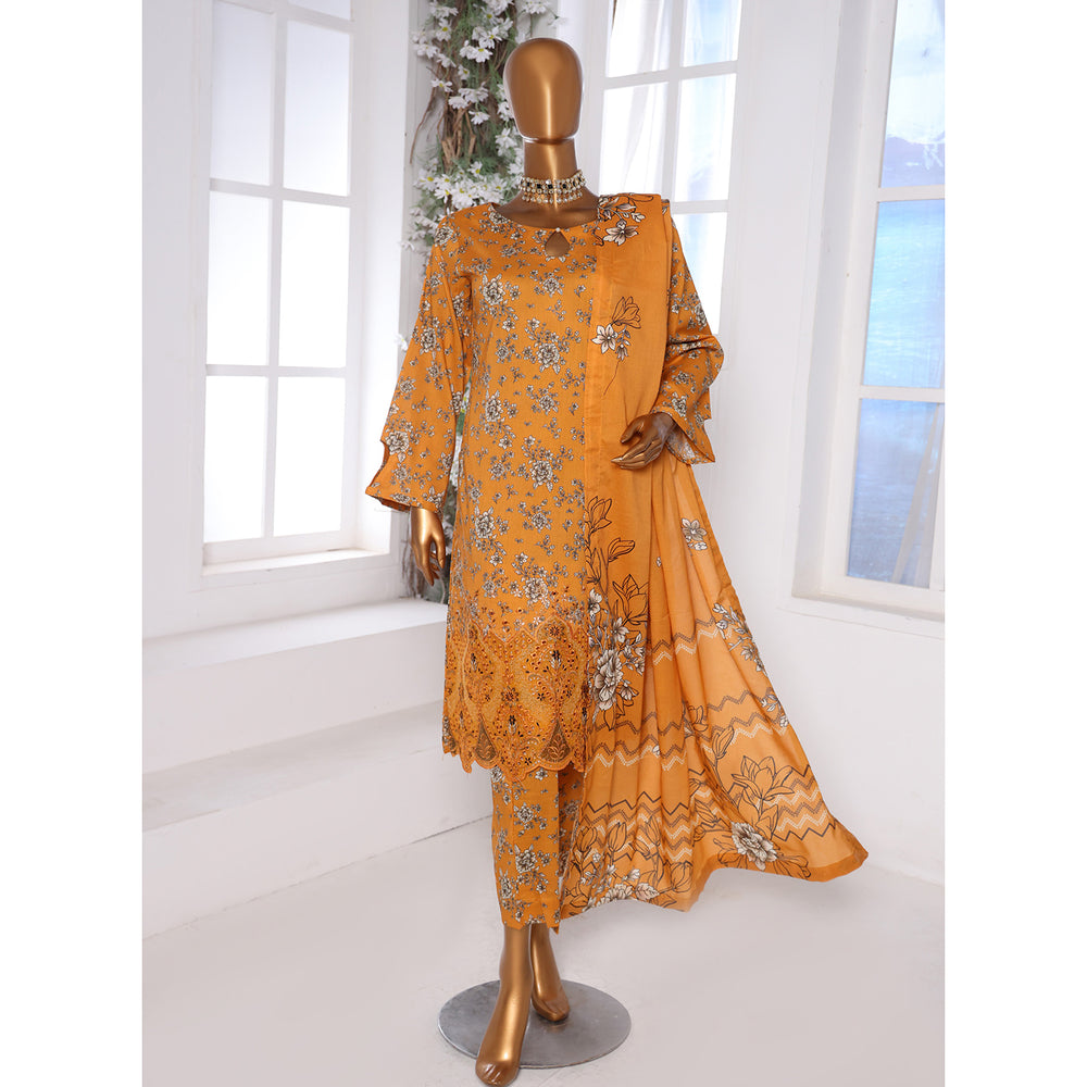 3D Daman kari By MI Creation Printed Lawn With Embroidered Unstitched 3Pcs Suit - 9, Women, 3Pcs Shalwar Suit, MI Creation, Chase Value