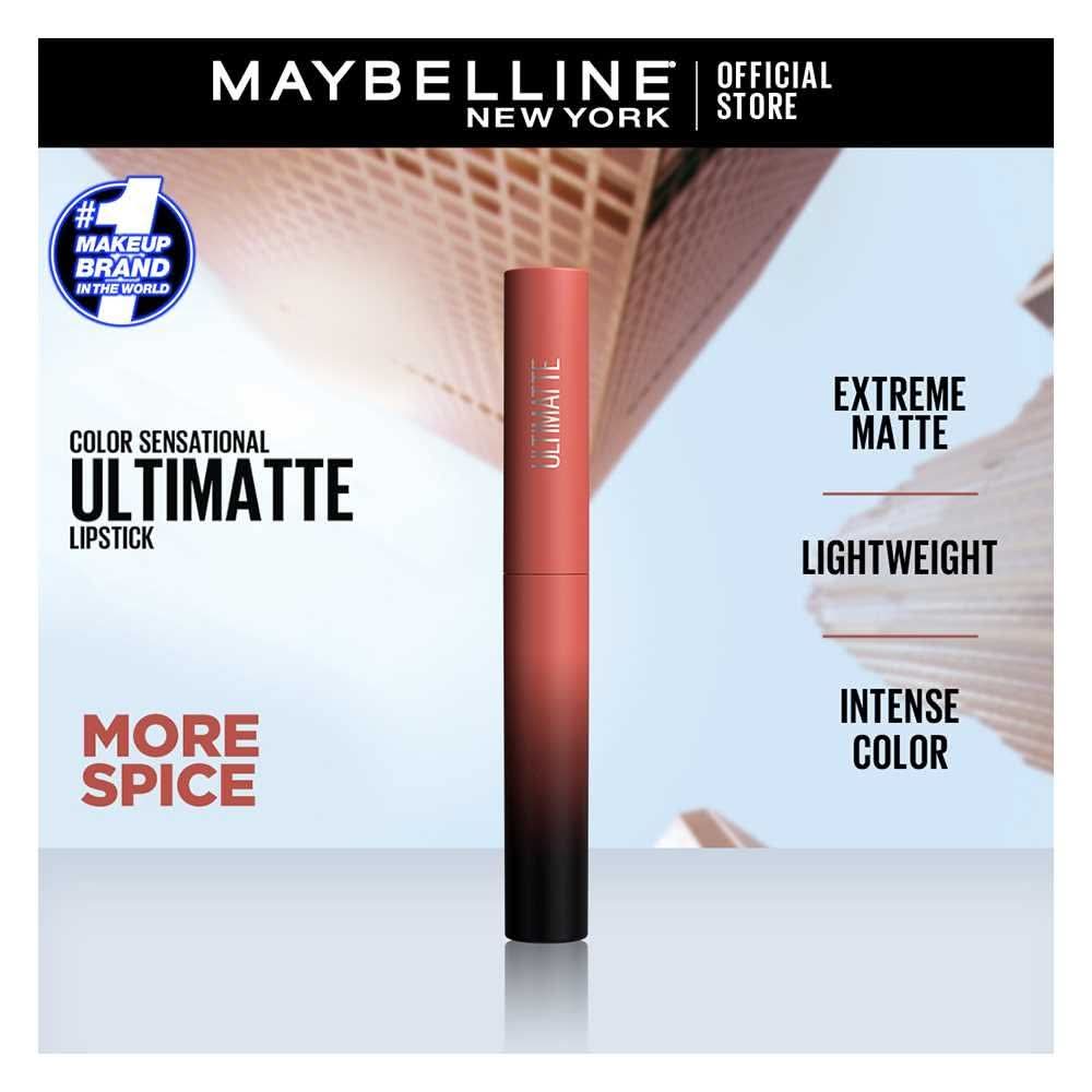Maybelline New York Color Sensational Ultimate Matte Lipstick, 1299 More Spice, Lip Gloss And Balm, Maybelline, Chase Value