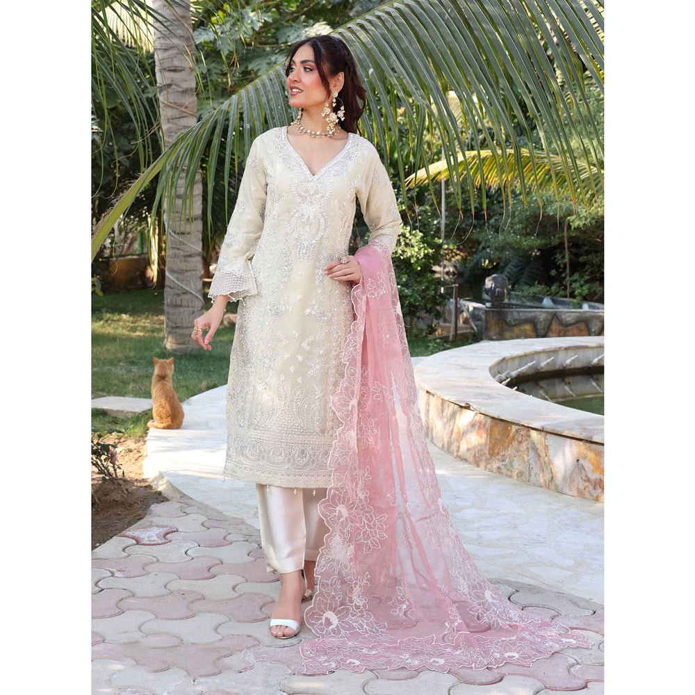 Dil Ruba By Dr. Haris Luxury Organza Embroidered Unstitched 3Pcs Suit - 2, Women, 3Pcs Shalwar Suit, MI Creation, Chase Value