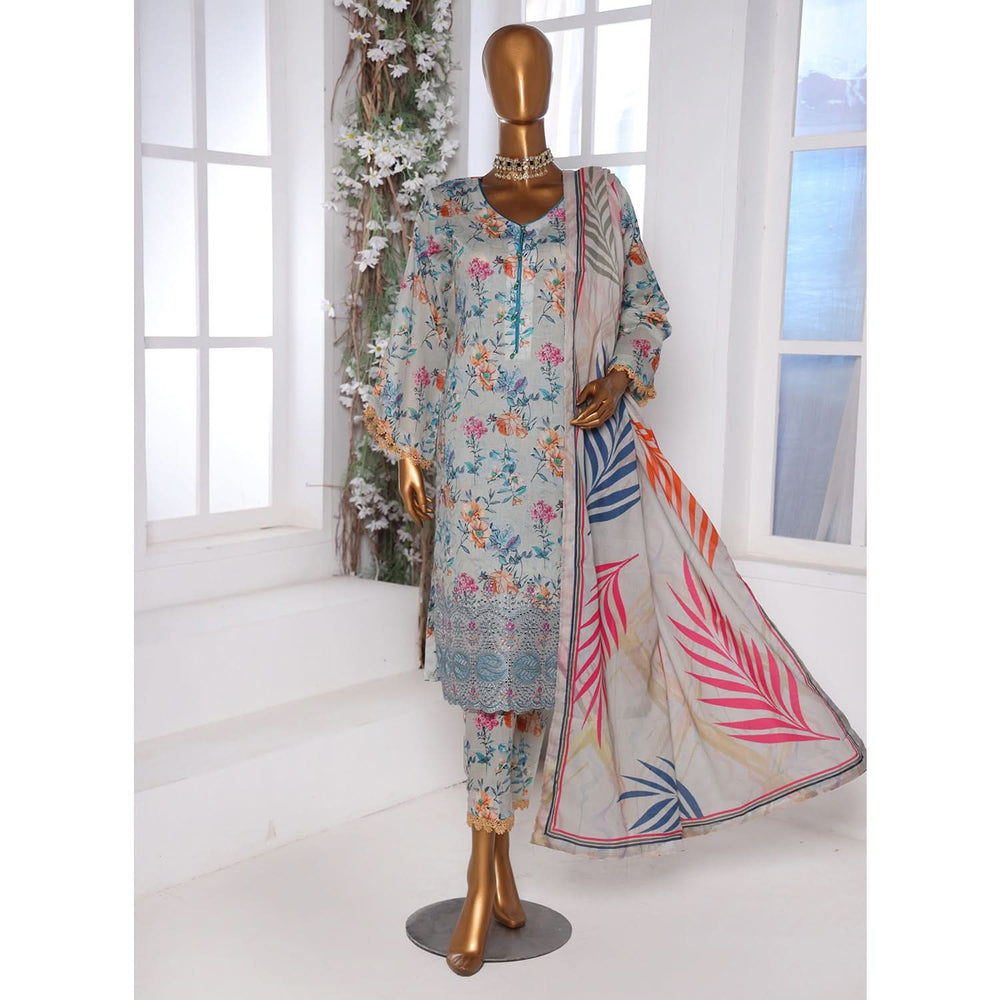 3D Daman kari By MI Creation Printed Lawn With Embroidered Unstitched 3Pcs Suit - 5, Women, 3Pcs Shalwar Suit, MI Creation, Chase Value