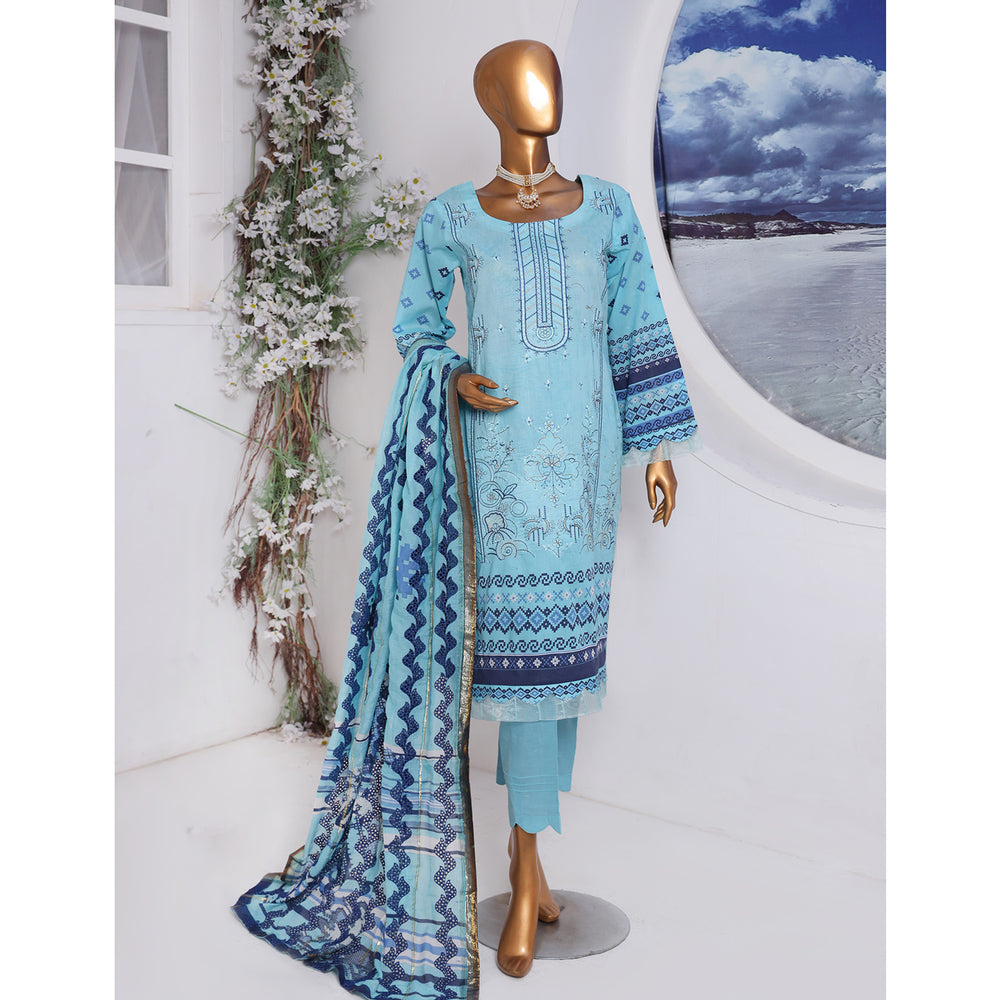 Needle Wonder By Dr. Haris Printed & Embroidered Lawn Unstitched 3Pcs Suit - 10, Women, 3Pcs Shalwar Suit, MI Creation, Chase Value