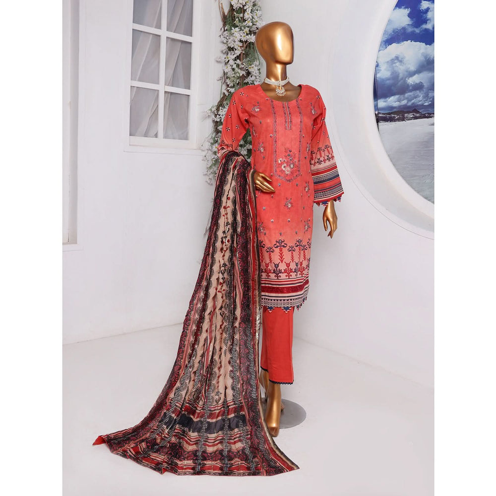 Needle Wonder By Dr. Haris Printed & Embroidered Lawn Unstitched 3Pcs Suit - 5, Women, 3Pcs Shalwar Suit, MI Creation, Chase Value