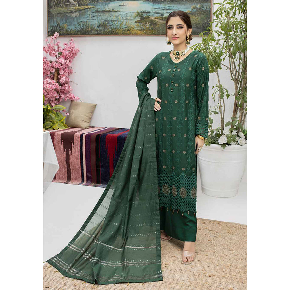 Schick Koel Viscose Schiffli Boring Embroidered Unstitched Suit With Fancy Dupatta - 3, Women, 3Pcs Shalwar Suit, MI Creation, Chase Value
