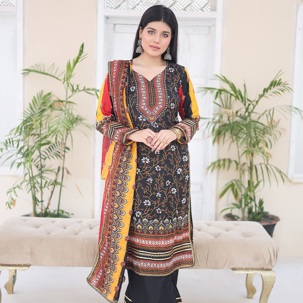 Laiba By SN Cloth Printed Unstitched 3 Pcs Suit - 7, Women, 3Pcs Shalwar Suit, SN Cloth, Chase Value