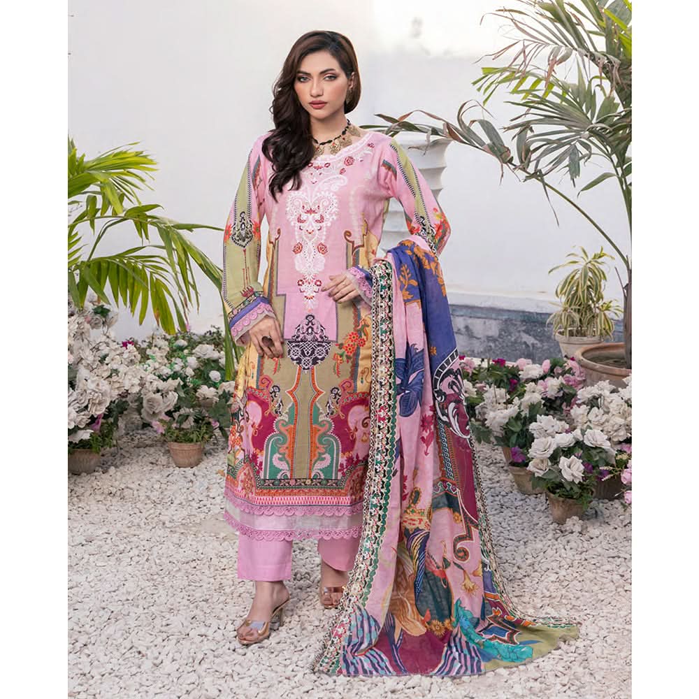 Janan Printed Lawn Embroidered Suit 3Pcs with Cut Work Dupatta - 7, Women, 3Pcs Shalwar Suit, Zesh Textile, Chase Value