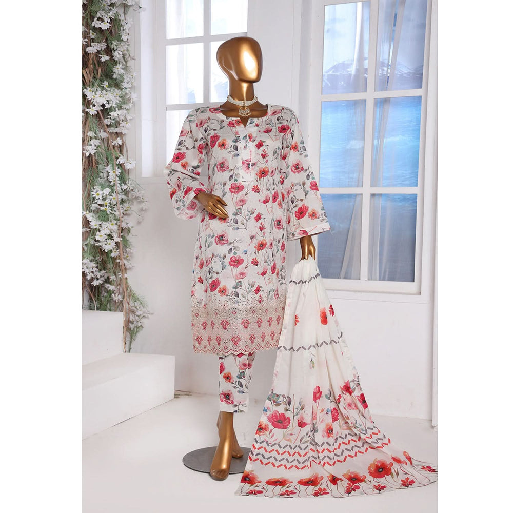 3D Daman kari By MI Creation Printed Lawn With Embroidered Unstitched 3Pcs Suit - 3, Women, 3Pcs Shalwar Suit, MI Creation, Chase Value