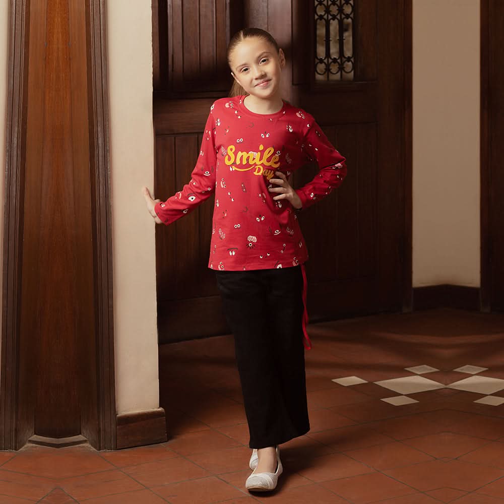 Eminent Girls Full Sleeves T-shirt - Samba Red, Girls T-Shirts, Eminent, Chase Value