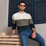 Eminent Men's Full Sleeve Sweaters - White & Green, Men's Sweater & Sweat Shirts, Eminent, Chase Value