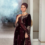 Eminent Women's Velvet Embroidered Unstitched Suit With Embroidered Shawl - Maroon, Women, 3Pcs Shalwar Suit, Eminent, Chase Value