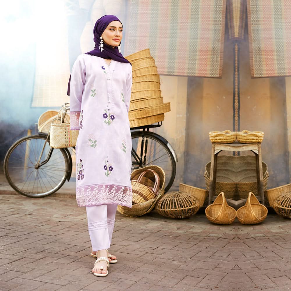 Women's Embroidered 2pcs Suit - Light Purple, Women Shalwar Suits, Chase Value, Chase Value