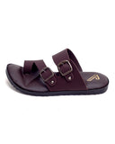 Valuable Buckle Strap Slippers R-008/M185- Brown