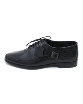 Eminent Croc Texture Formal Lace Up Shoes - Black