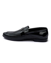 Valuable Black Leather Loafers with Buckle Accent