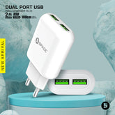 Space WC-103 Dual Port USB Wall Charger, Mobile Charger, Space, Chase Value