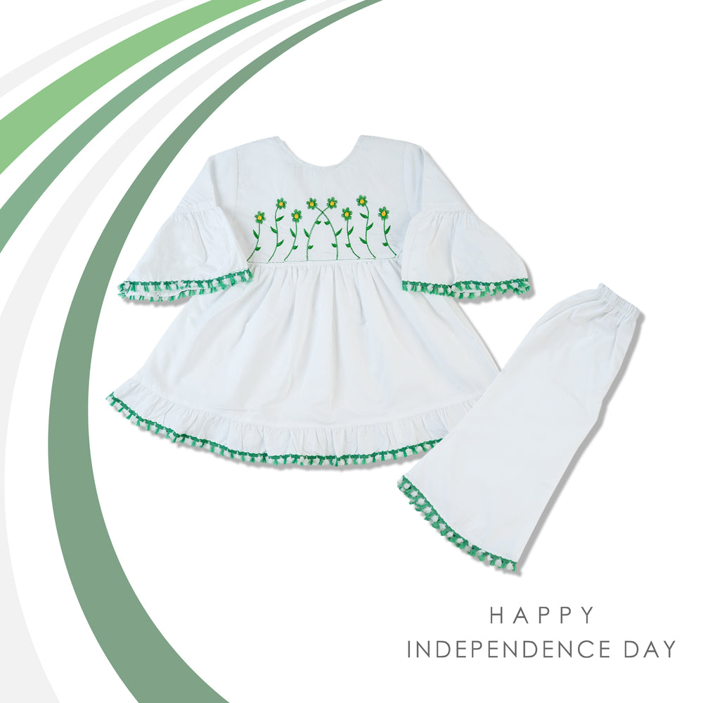 Girls Azadi Frock Suit - White, Girls Frocks, Valuable, Chase Value