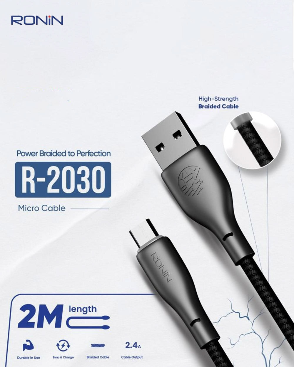 Ronin Android Data Cable - Black, USB Cables, Chase Value, Chase Value