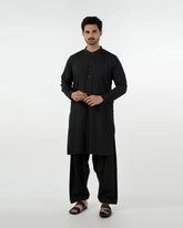 Eminent Men's Kurta Plain Shalwar Suit - Black