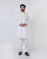 Eminent Men's Kurta Plain Shalwar Suit - Off White