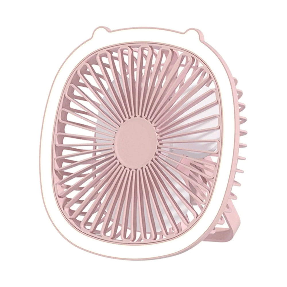 Mini Desk Portable Fan with Lighting 3 Speeds Small Air Circulator Fan - Pink, Rechargeable Fan, Chase Value, Chase Value