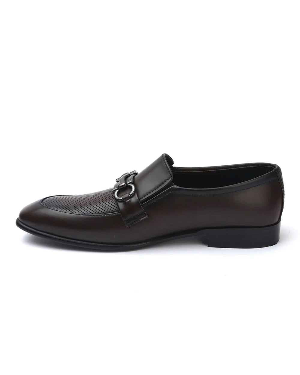 Valuable Perforated Leather - Elegant Slip-On Dress Shoes - Brown, Men's Formal Shoes, Chase Value, Chase Value