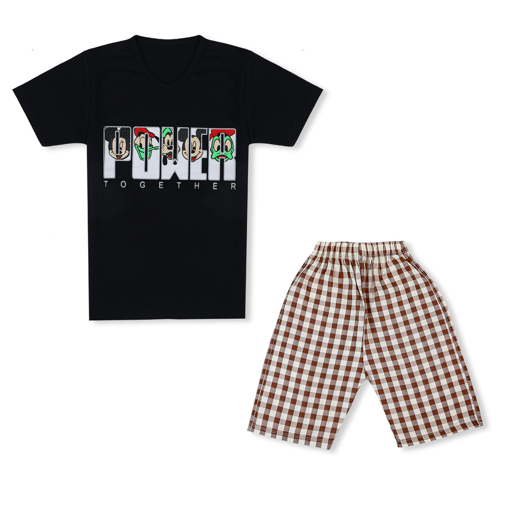 Valuable Boys Half Sleeves Short Suit - Black, Boys Sets & Suits, Chase Value, Chase Value