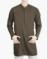 Eminent Men's Trim Fit Kurta - Olive Green