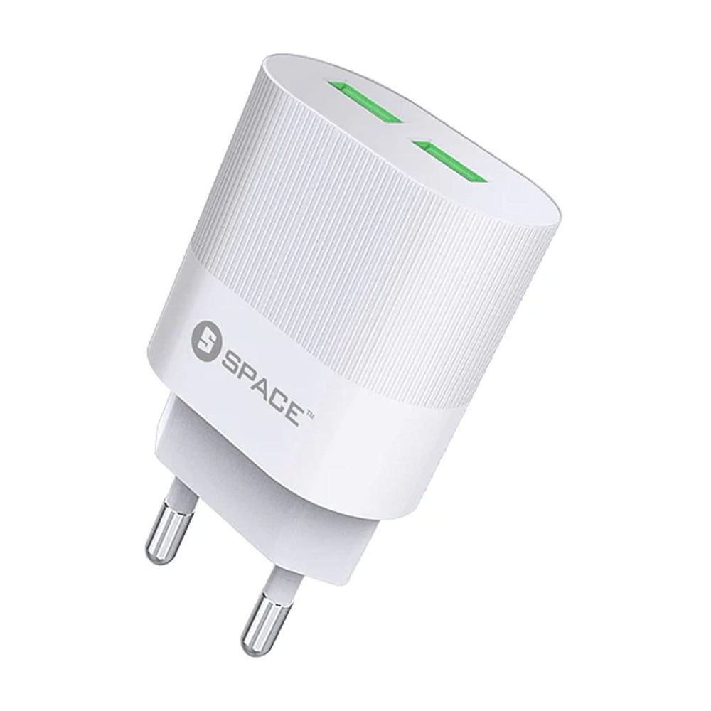 Space WC-116 Dual Port Usb Wall Charger, Mobile Charger, Space, Chase Value