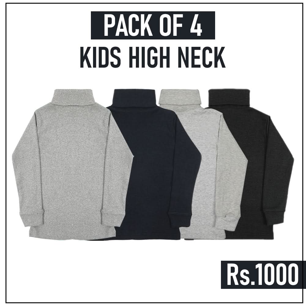 Kids Full Sleeves High Neck Pack of 4 - Multi, Boys High Neck, Chase Value, Chase Value