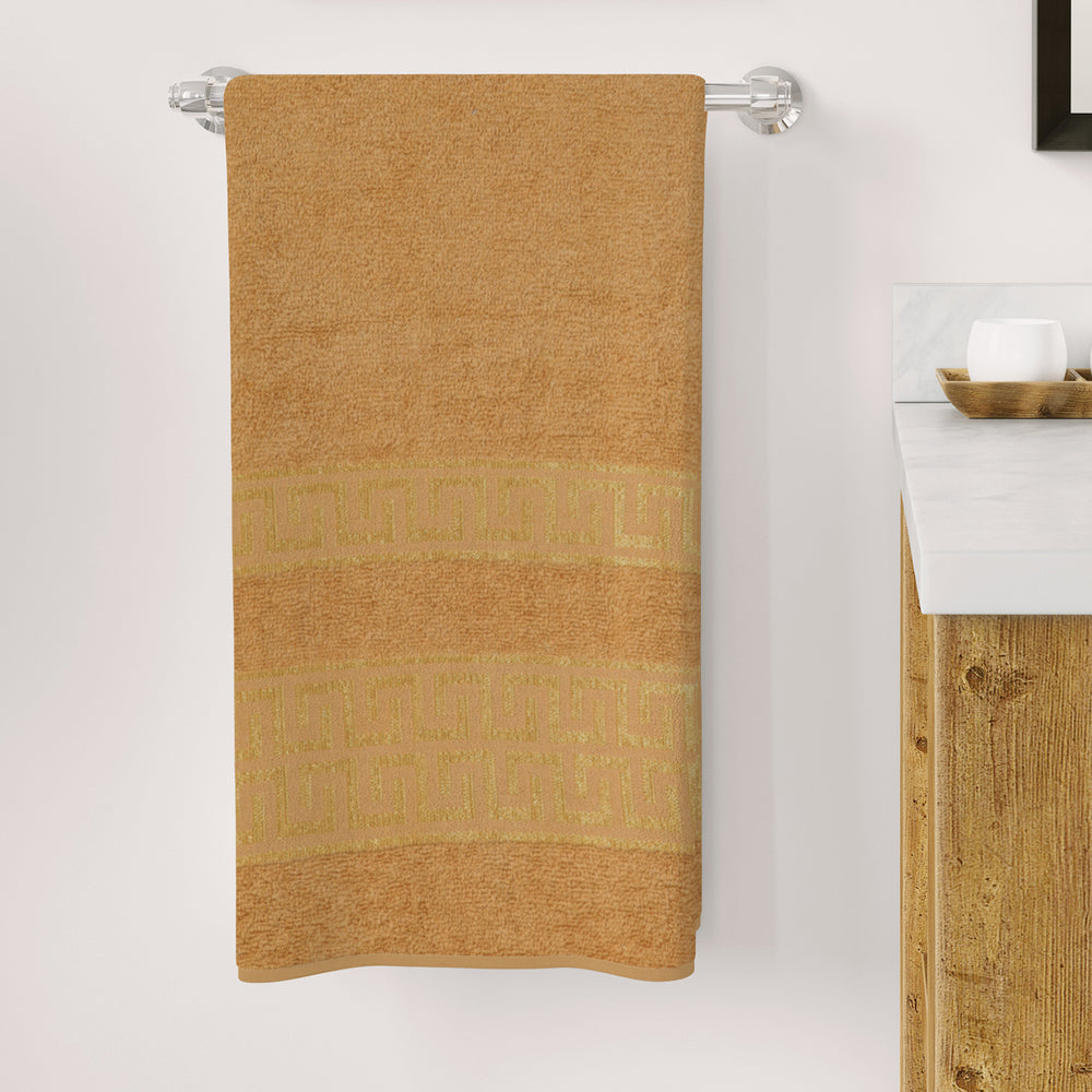 Bath Towel Greek Border - Red Brown, Bath Towels, Chase Value, Chase Value