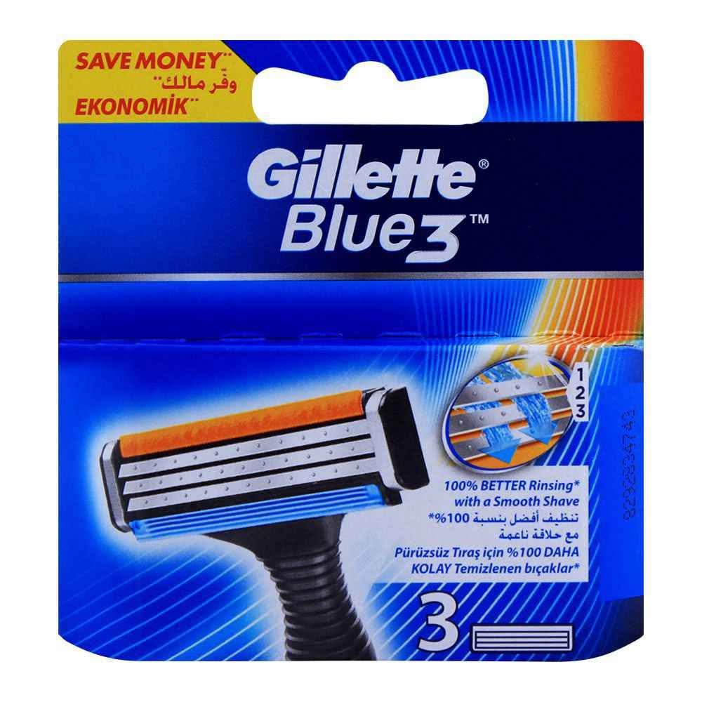 Gillette Blue 3 Cartridges, Razor Blades, 3-Pack, After Shaves, Gillette, Chase Value
