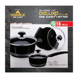 Sonex Glass Lid Deluxe Plus Die Cast Cooking Set, 18 Pieces, 53019, Cookware & Pans, Sonex, Chase Value