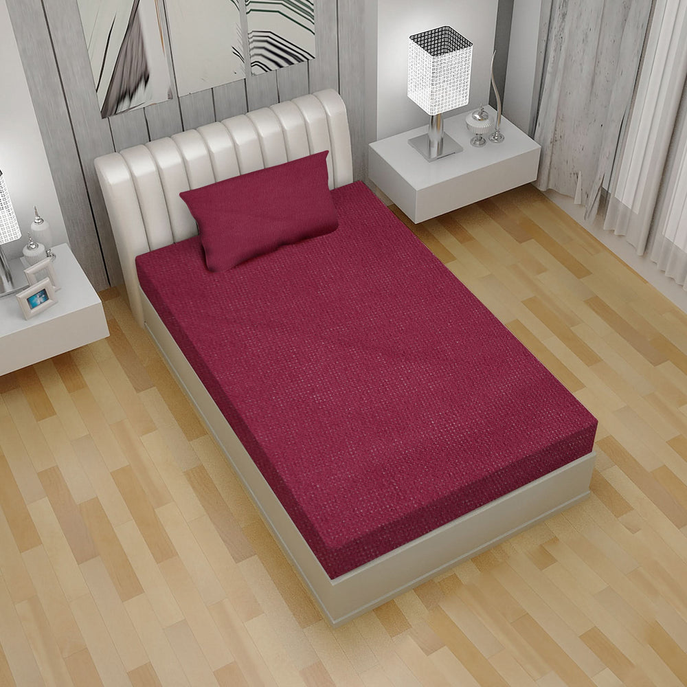 Single Terry Waterproof Mattress Protector 42X78" - Maroon, Mattress Protector, Chase Value, Chase Value