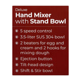 West Point Deluxe Hand Mixer With Stand Bowl, 3.5L, 5-Speed, WF-9504, Juicer Blender & Mixer, Westpoint, Chase Value