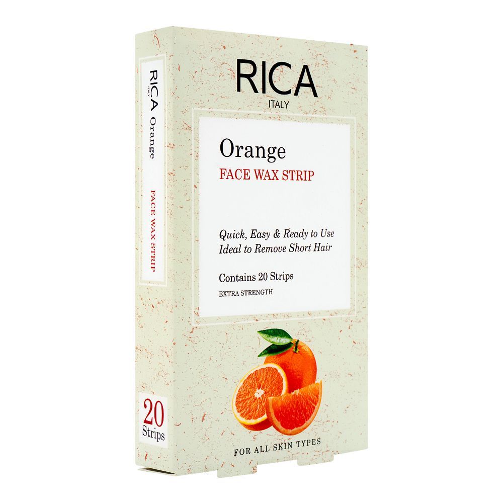 RICA Orange Face Wax Strips, All Skin Types, 20-Pack, Hair Removal, Rica, Chase Value