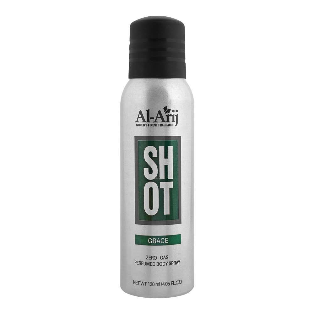 Al-Arij Shot Grace Zero-Gas Perfumed Body Spray, 120Ml, Men Perfumes, Al Arij, Chase Value