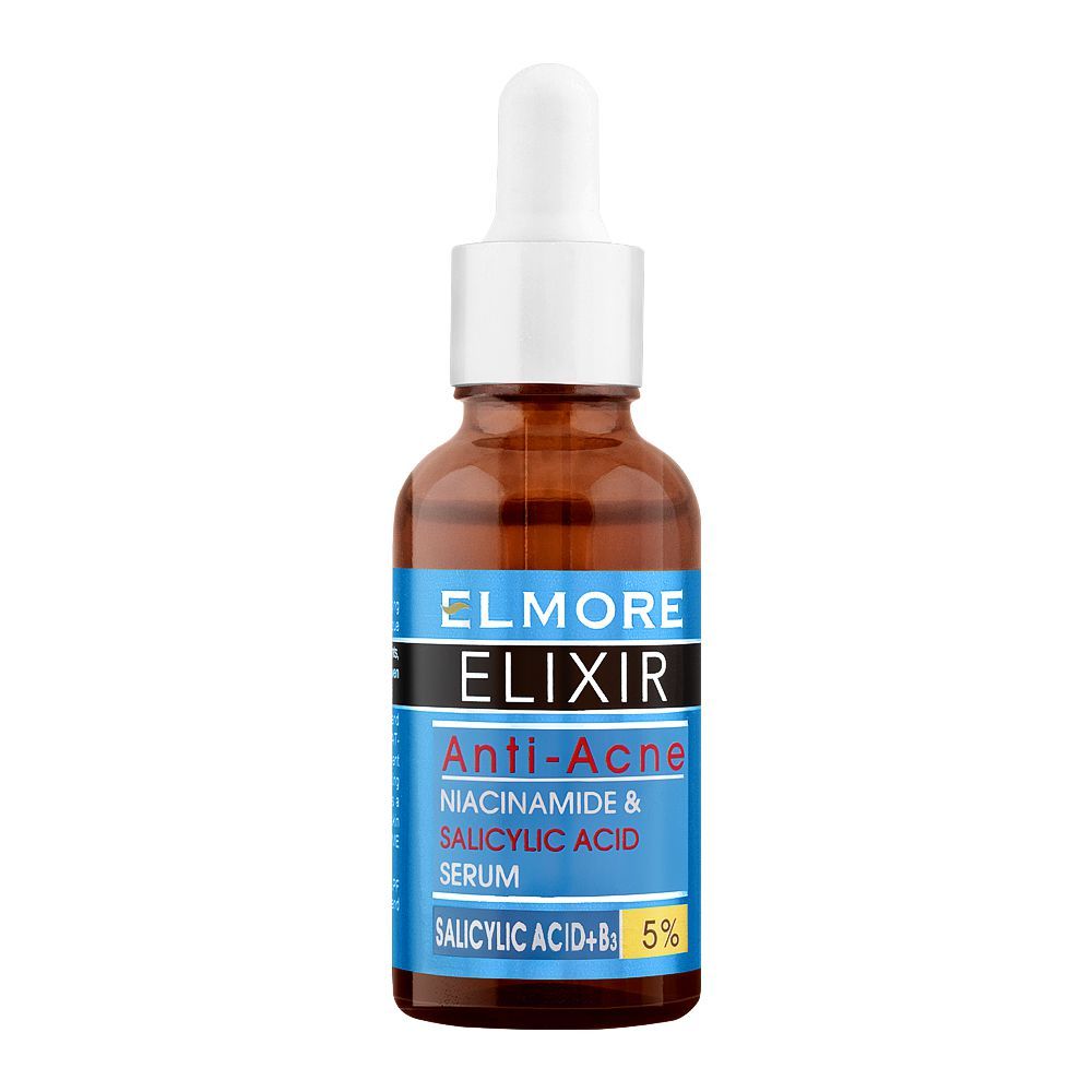 Elmore Elixir Anti-Acne Niacinamide & Salicylic Acid+B3 5% Serum, 30ml, Oils & Serums, Elmore, Chase Value