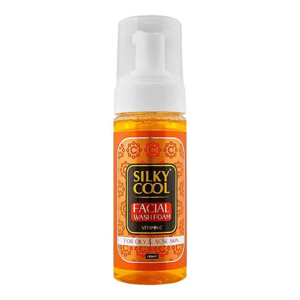Silky Cool Vitamin C Facial Wash Foam, For Oily/Acne Skin, 150ml, Facial Masks, Silky Cool, Chase Value