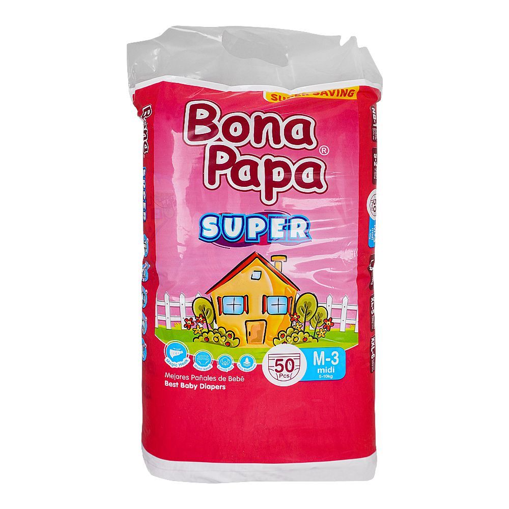 Bona Papa Super Baby Diapers Medium 3 Midi, 5-10 KG, 50-Pack, Diapers & Wipes, Bona Papa, Chase Value