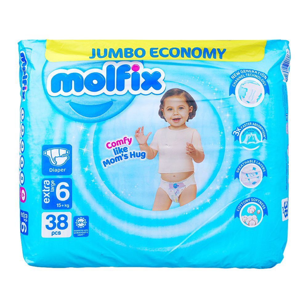 Molfix Pants CC UV Extra Large 38s Jumbo, Diapers & Wipes, Molfix, Chase Value