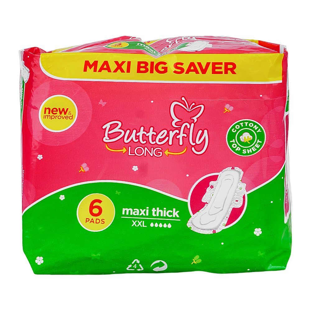 Butterfly S.Pads Maxi Big Saver 6 Pcs XXL, Sanitory Napkins, Butterfly, Chase Value
