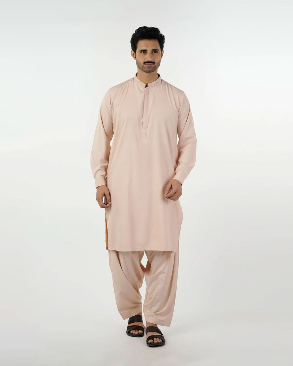 Eminent Men's Embroidered Kurta Shalwar Suit - Peach, Men's Shalwar Kameez, Eminent, Chase Value