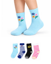 Valuables Girls Printed Lycra Socks - 4 Pc