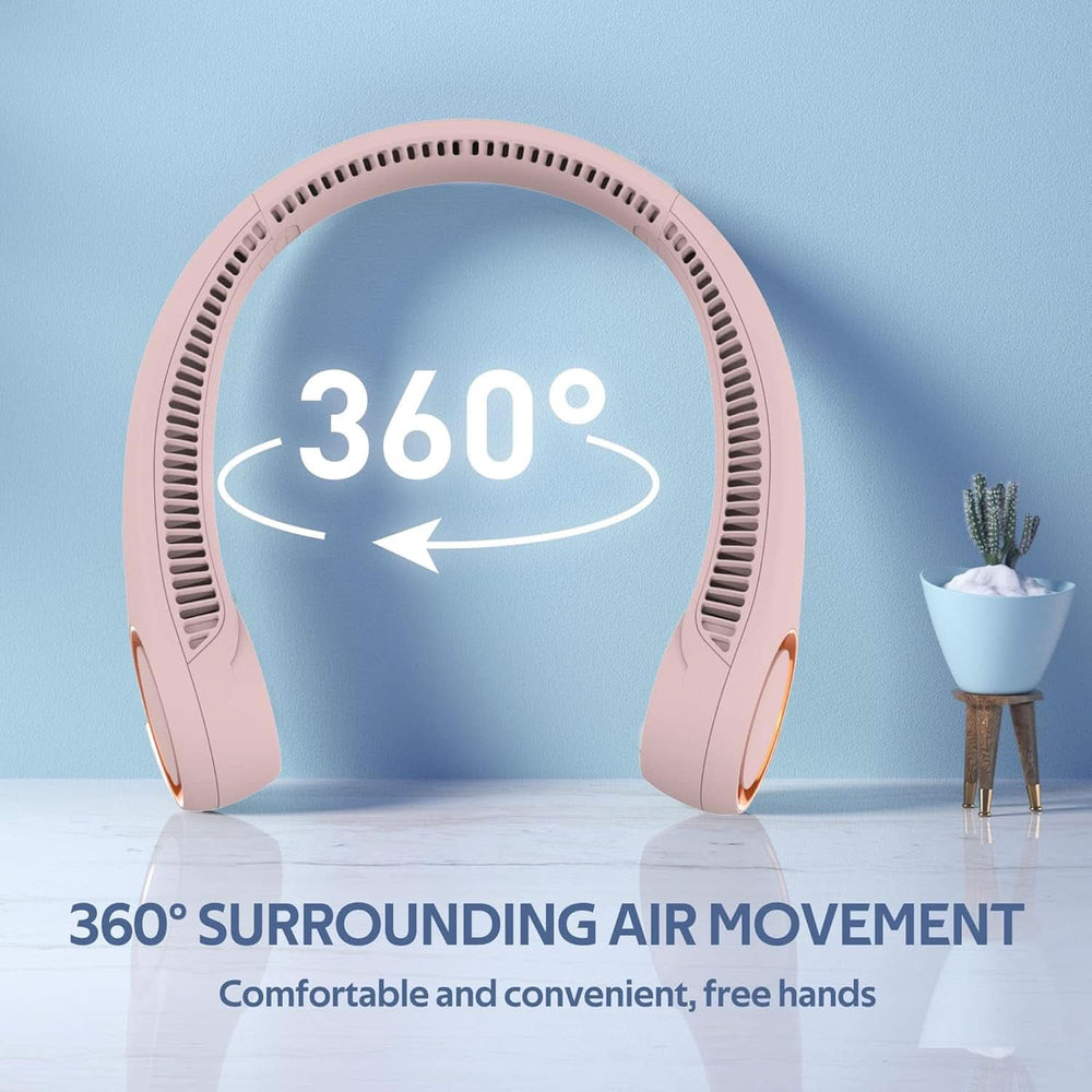 Popular Portable Neck Fan Earphone Design - Peach, Rechargeable Fan, Chase Value, Chase Value