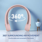 Popular Portable Neck Fan Earphone Design - Peach, Rechargeable Fan, Chase Value, Chase Value