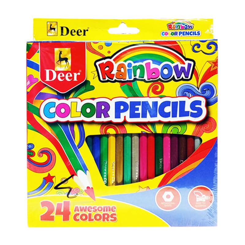 Deer Rainbow Pencil Color Pack of 24 - Multi Color, Pencil Boxes & Stationery Sets, Deer, Chase Value
