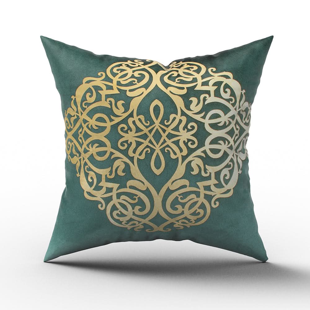 Golden Print Cushion - Dark Green, Cushions & Pillows, Chase Value, Chase Value