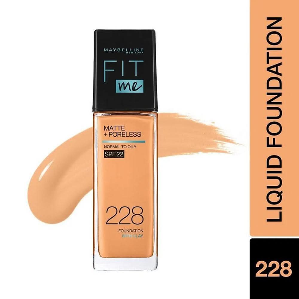 Maybelline New York New Fit Me Matte + Poreless Foundation, 228 Soft Tan, 30Ml, Foundation, Maybelline, Chase Value