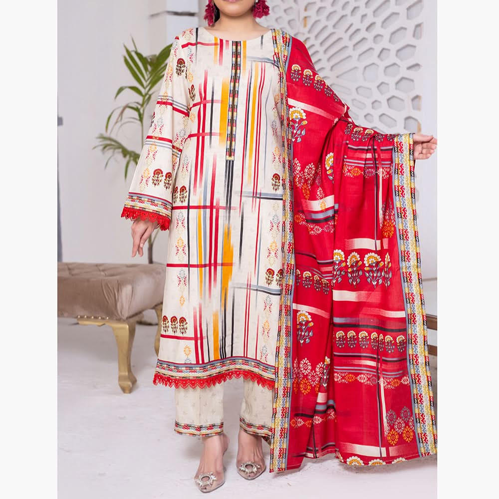 VS Daman Cambric Printed Unstitched 3Pcs Suit V-1, Women, 3Pcs Shalwar Suit, VS Textiles, Chase Value
